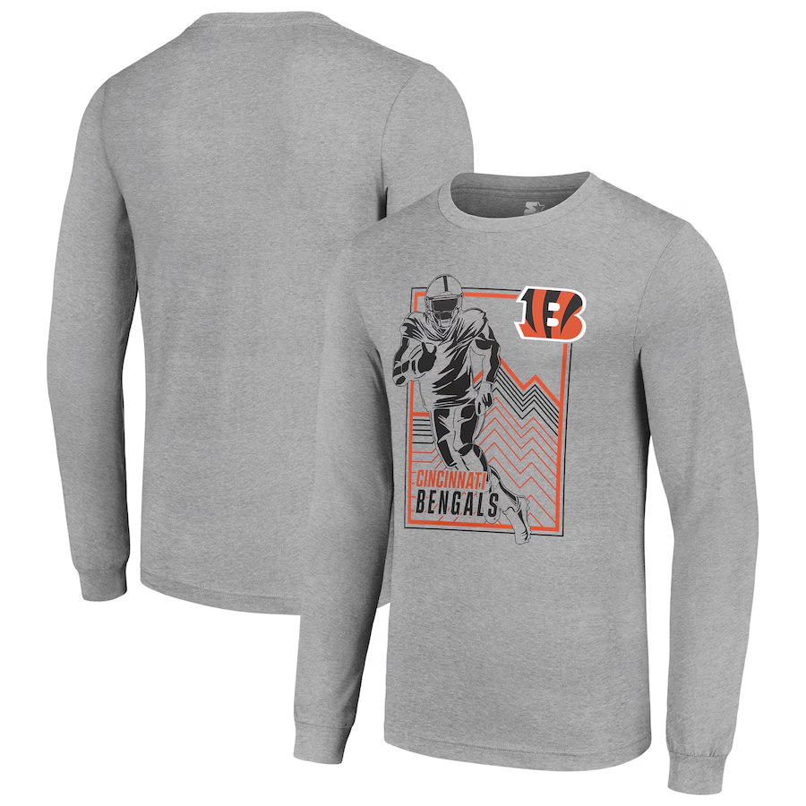 Men Cincinnati Bengals grey 2024 NFL Long sleeve T Shirts->nfl t-shirts->Sports Accessory